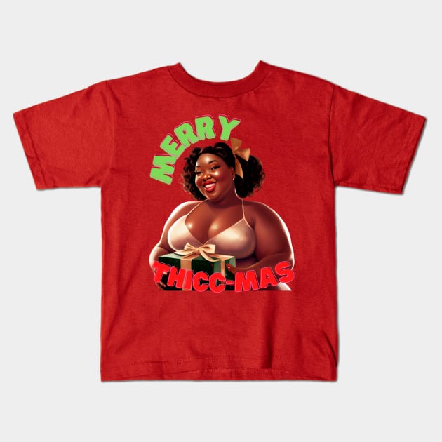 Merry Thicc-Mas Kids T-Shirt by RATED-BLACK